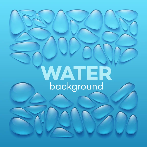 Gotas de agua sobre fondo azul. Ilustración vectorial — Vector de stock