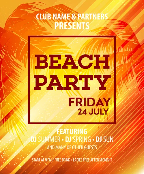 Olá Summer Beach Party Flyer. Design de vetores —  Vetores de Stock