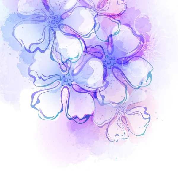 Flor decorativa da mola aquarela. Ilustração vetorial — Vetor de Stock