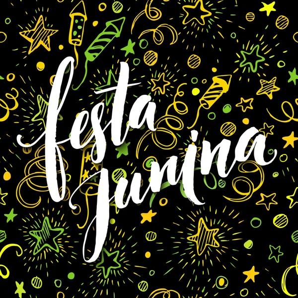 Diseño de saludo de fiesta Festa Junina. Ilustración vectorial — Vector de stock