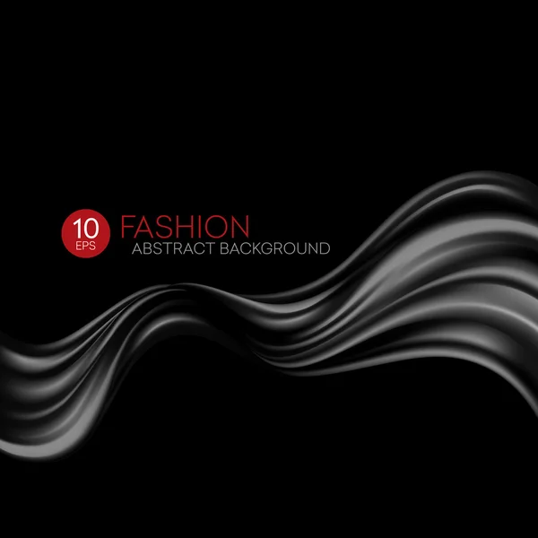 Black flying silk fabric. Fashion background. Vector illustration — Stock Vector