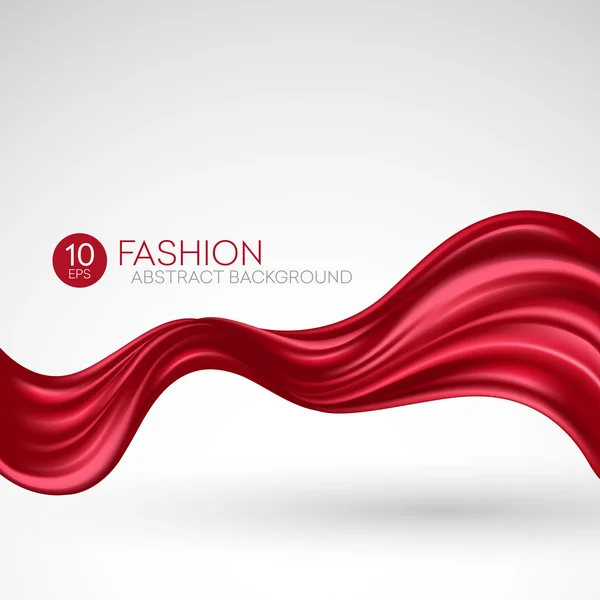 Red flying silk fabric. Fashion background. Vector illustration — Stock Vector