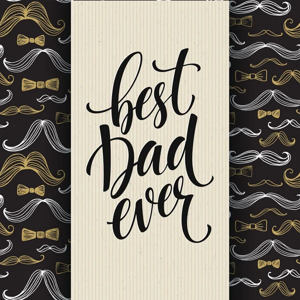 Happy fäder dag bakgrund med hälsning bokstäver och mustasch mönster. Vektor illustration — Stock vektor