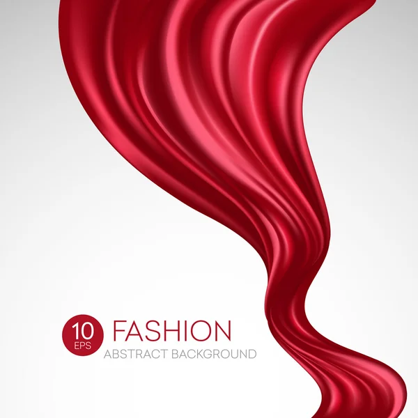 Tissu de soie volant rouge. Fond de mode. Illustration vectorielle — Image vectorielle