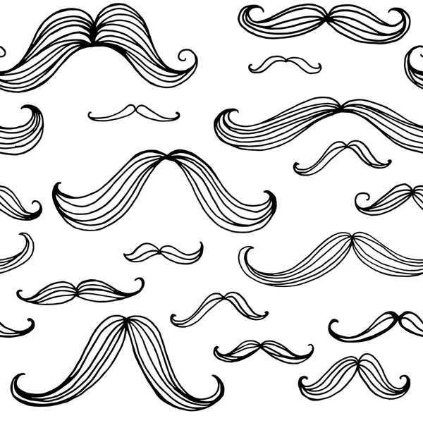 Padrão sem costuras de bigodes. Elementos desenhados à mão. Ilustração vetorial — Vetor de Stock