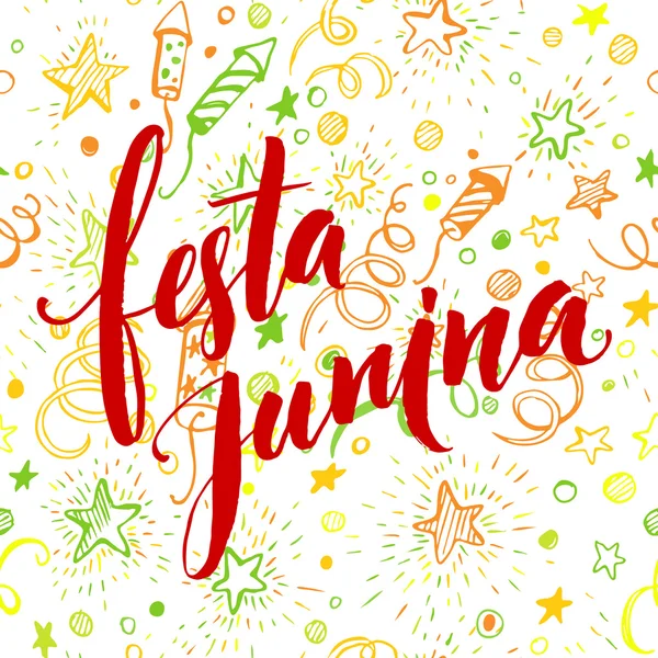 Diseño de saludo de fiesta Festa Junina. Ilustración vectorial — Vector de stock