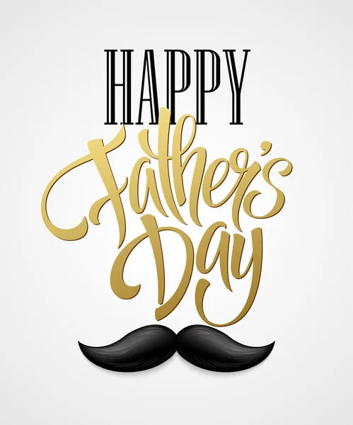 Happy fathers day background with greeting lettering and mustache. Vector illustration — Stock Vector