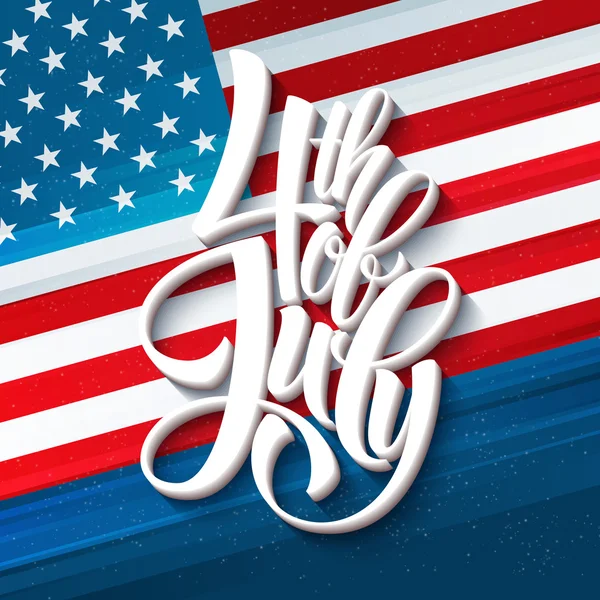 Design de letras American Independence Day. Um fundo modelo para cartões de felicitações, cartazes, folhetos e brochura. Ilustração vetorial — Vetor de Stock