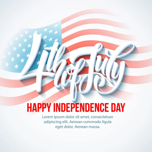 Amerikanska självständighetsdagen bokstäver design. En mall bakgrund för gratulationskort, affischer, flygblad och broschyr. Vektor illustration — Stock vektor