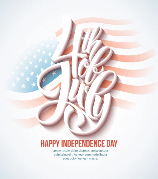 Αμερικανική Ημέρα ανεξαρτησίας γράμματα σχεδιασμού. Ένα πρότυπο υπόβαθρο για ευχετήριες κάρτες, αφίσες, φυλλάδια και ενημερωτικό φυλλάδιο. Vector εικονογράφηση — Διανυσματικό Αρχείο