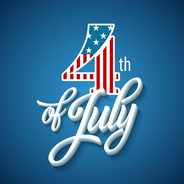 Design de letras American Independence Day. Um fundo modelo para cartões de felicitações, cartazes, folhetos e brochura. Ilustração vetorial —  Vetores de Stock