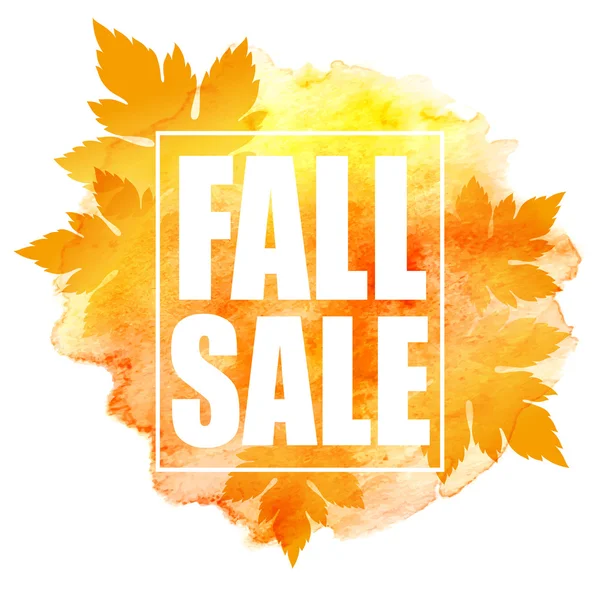 Herbst-Verkaufsposter mit bunten Aquarellblättern. Vektorillustration — Stockvektor
