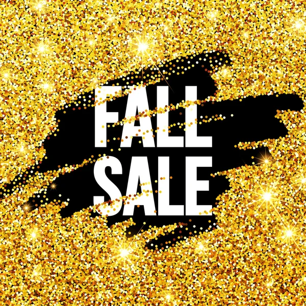 Fall Sale etiqueta promocional. Modelo de brilho dourado para banner, cartaz, certificado. Ouro do Outono a brilhar. Ilustração vetorial — Vetor de Stock