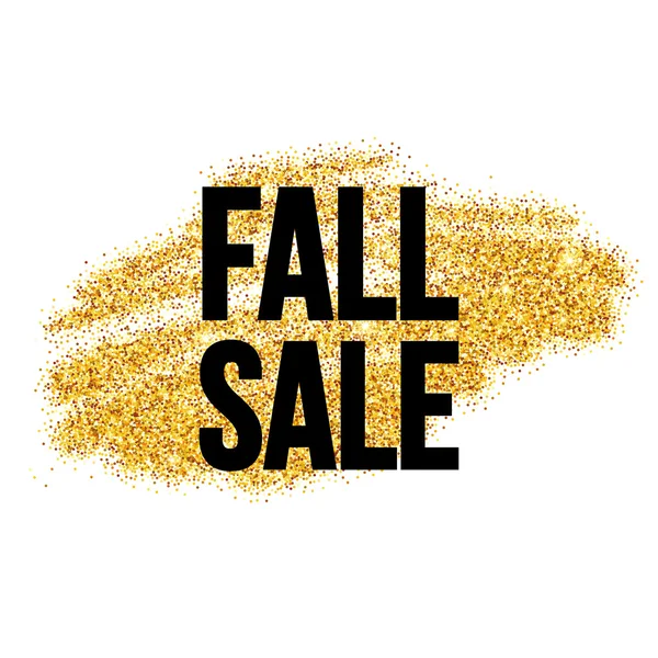 Fall Sale etiqueta promocional. Modelo de brilho dourado para banner, cartaz, certificado. Ouro do Outono a brilhar. Ilustração vetorial — Vetor de Stock