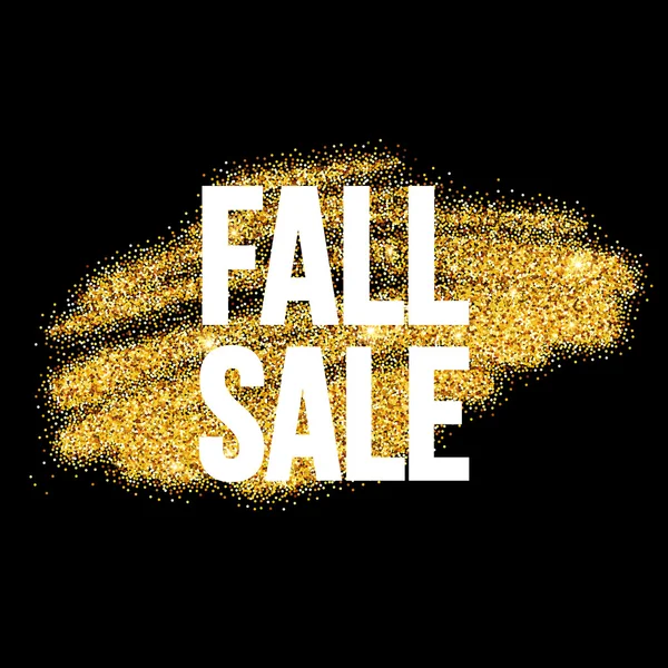 Fall Sale etiqueta promocional. Modelo de brilho dourado para banner, cartaz, certificado. Ouro do Outono a brilhar. Ilustração vetorial — Vetor de Stock