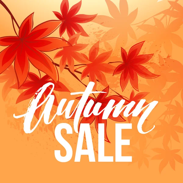 Bannière de vente d'automne avec feuilles d'automne. Illustration vectorielle — Image vectorielle