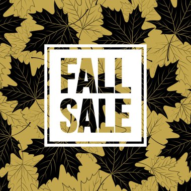 Sonbahar el harflerle yazılı. Altın, siyah ve beyaz renk. Sonbahar satış banner tasarımı. Vektör çizim