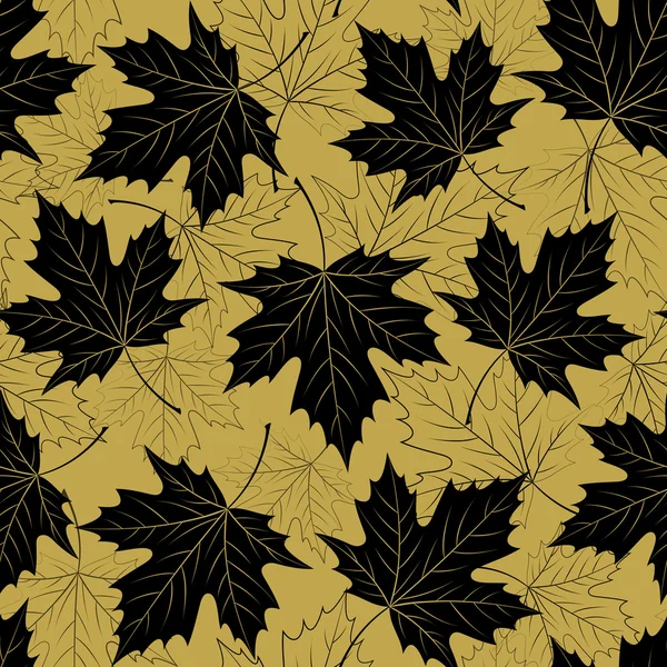 秋の葉のシームレスなパターン。秋の紅葉。黄金色のデザインを繰り返し。ベクトル図 — ストックベクタ
