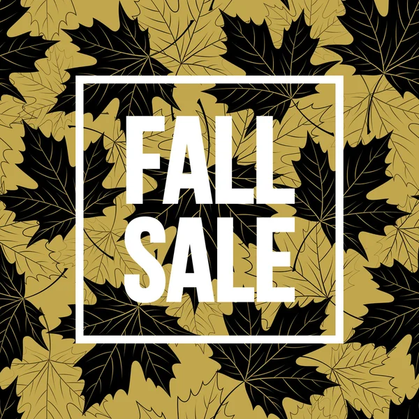 Hösten handskrivna bokstäver. Guld, svart och vit färg. Hösten försäljning banner design. Vektorillustration — Stock vektor