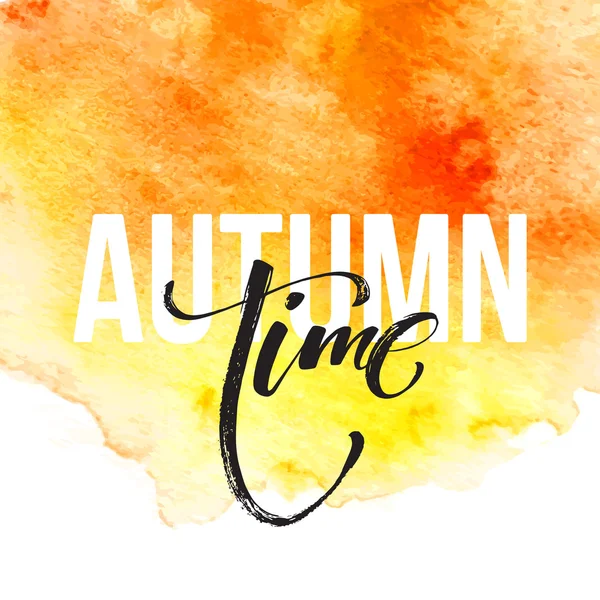 Őszi idő poszter színes akvarell. Vektoros illusztráció — Stock Vector