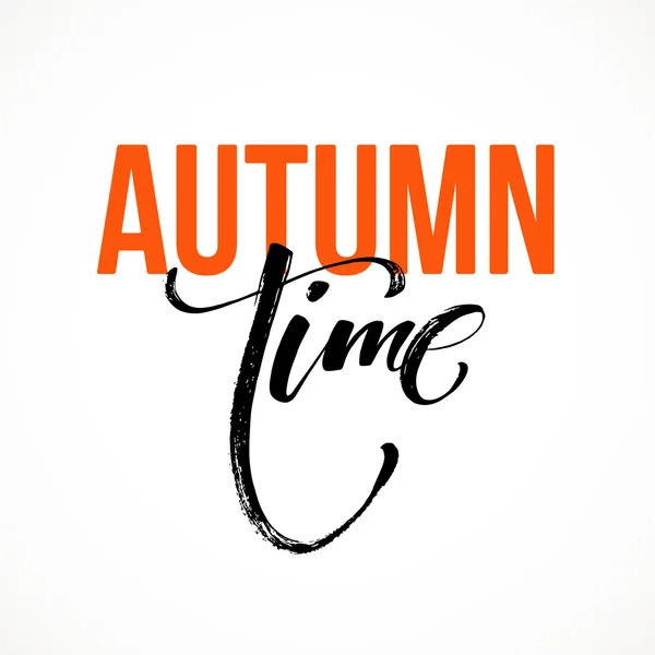 Fall time moderne calligraph kaart. Hand getekende belettering ontwerp. Inkt illustratie. Herfst poster. Vector illustratie — Stockvector