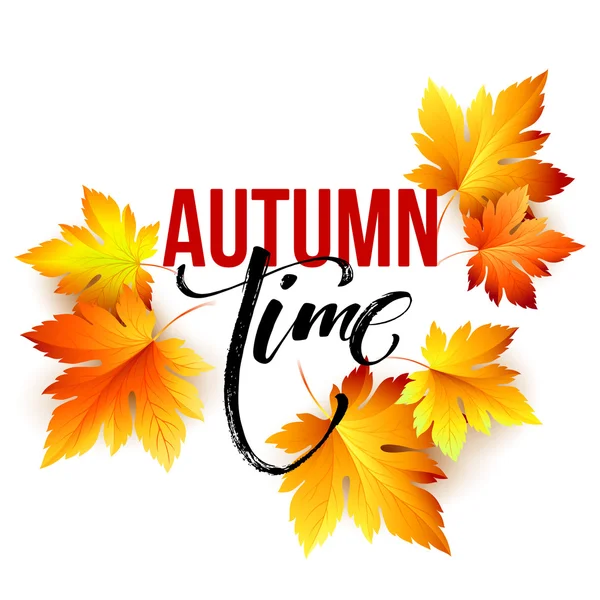 Autumn time seasonal banner design. Fall leaf. Vector illustration — Stock Vector