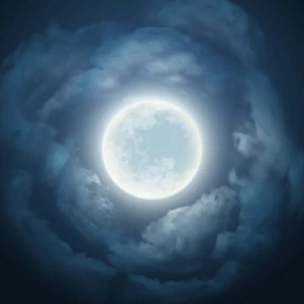 Cielo notturno con luna e nube. Illustrazione vettoriale — Vettoriale Stock