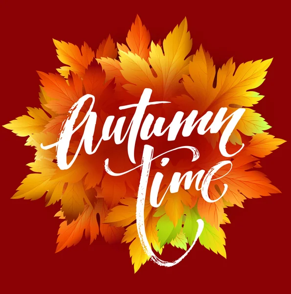 Autumn time seasonal banner design. Fall leaf. Vector illustration — Stock Vector