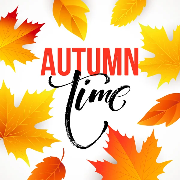 Autumn time seasonal banner design. Fall leaf. Vector illustration — Stock Vector