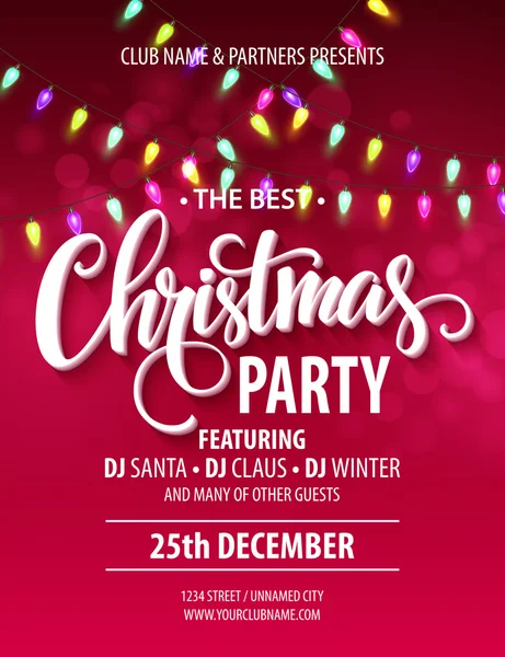 Merry Christmas Party Poster. Vektör çizim