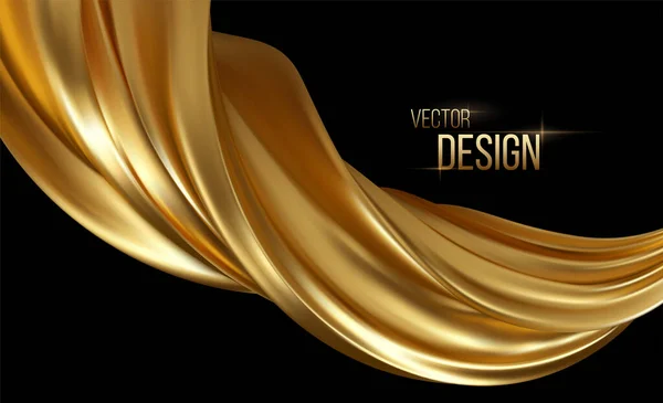 Gold 3d wave on black background. Abstract motion Modern illustration. Luxury Golden Color flow background. Abstract dynamic 3d flow effect. Vector illustration — Stock Vector