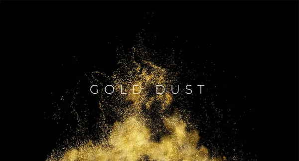 黒の背景に隔離された金のスパンコールの輝きの塵。ベクターイラスト — ストックベクタ