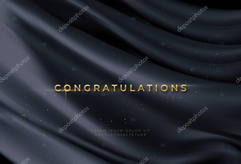 Congratulations golden award on black silk background. Graduate award. Award nomination background. Vector illustration EPS10