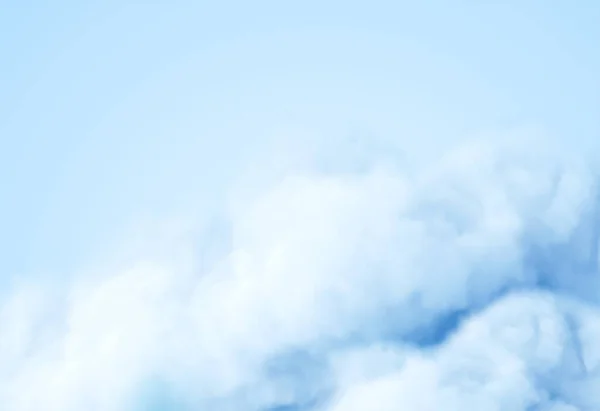 Nube esponjosa blanca realista aislada sobre fondo azul. Fondo cielo nuboso para su diseño. Ilustración vectorial — Archivo Imágenes Vectoriales