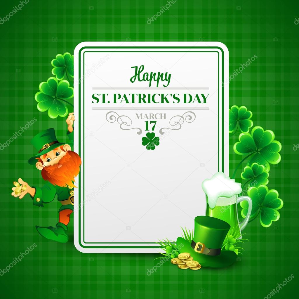 Saint Patricks day vector illustration with Leprechaun