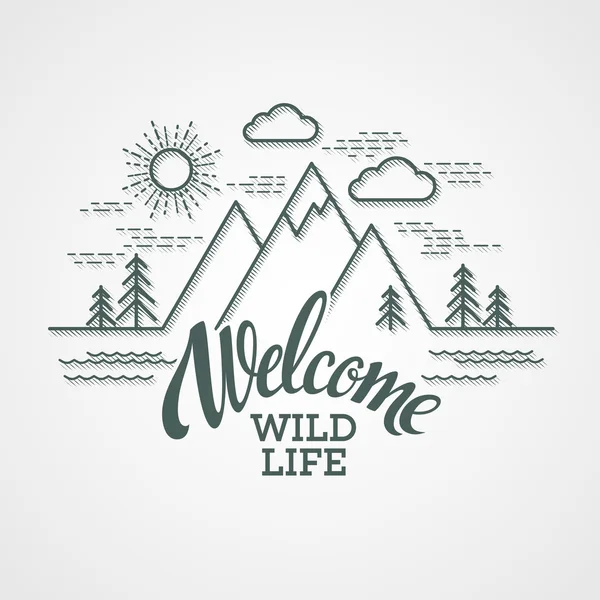 Paisaje lineal plano — Vector de stock