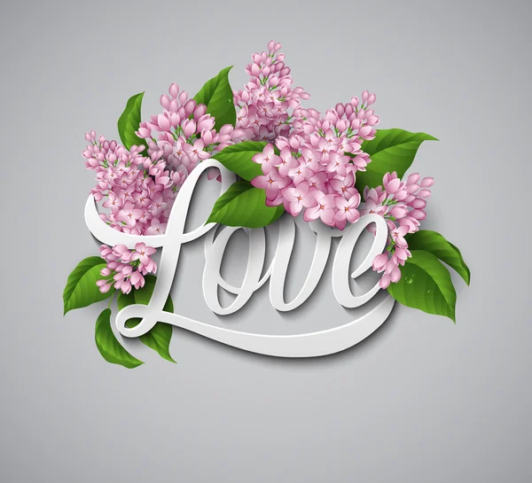 花と愛という言葉 — ストックベクタ