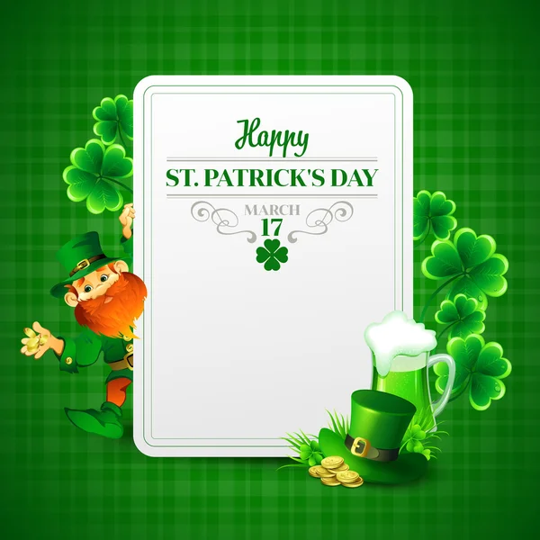 Saint Patrick's day vector illustration with Leprechaun — Stock Vector