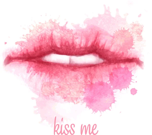 Aquarel geschilderd lippen — Stockvector