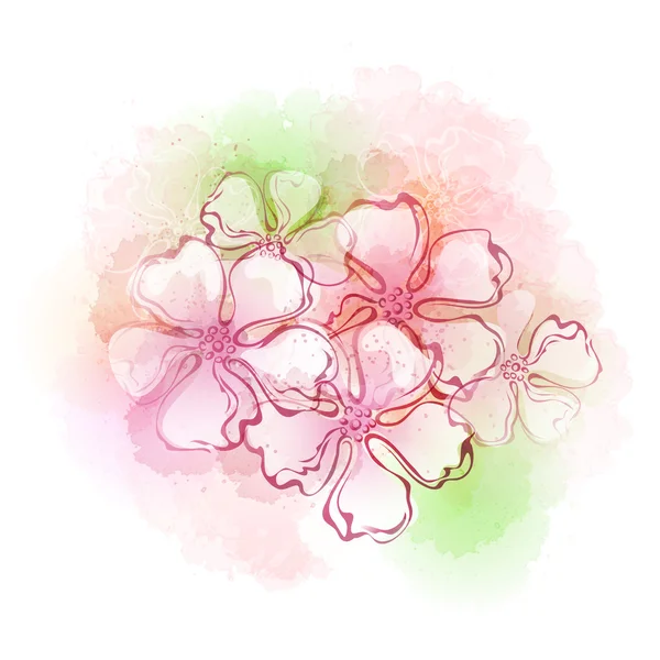 Acuarela flores rosadas — Vector de stock