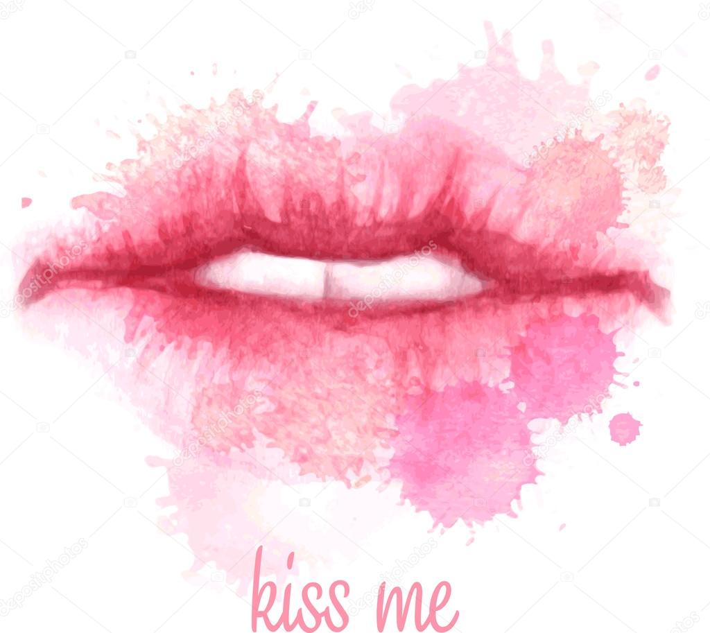Watercolor painted lips — Stock Vector © Vik_Y 66015611