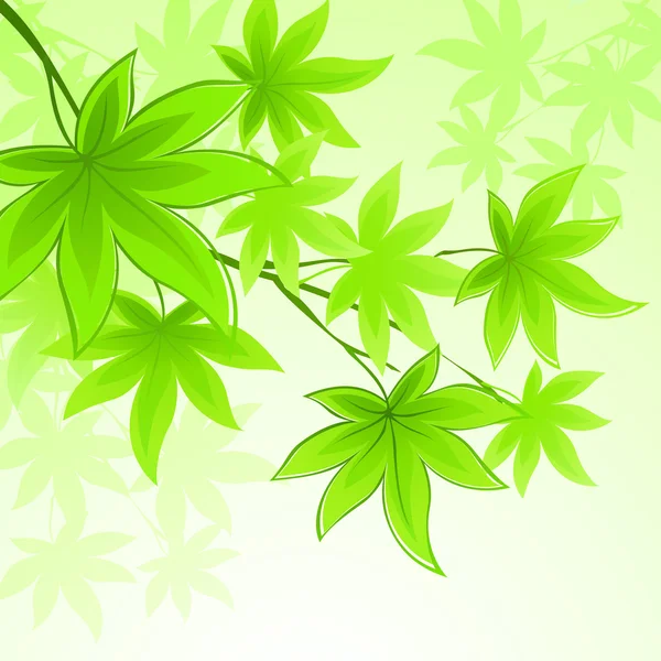 Natural vector background with green spring leaves — Stock Vector