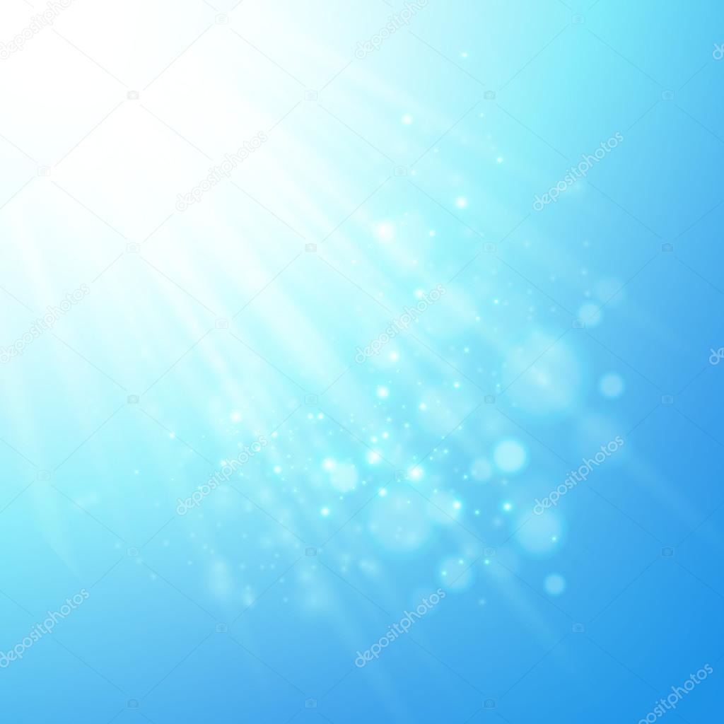 Blue rays of light. Vector bokeh blurred background