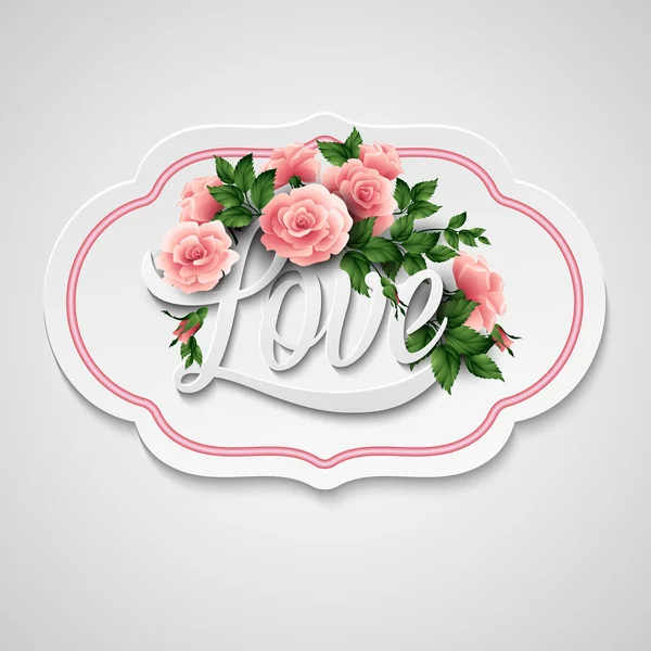 Word Love with flowers. Vector illustration — Stock Vector