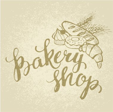 Pişirme Dükkanı. El yapımı illüstrasyon