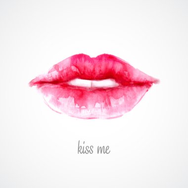 Lips painted in watercolor. Vector illustration clipart