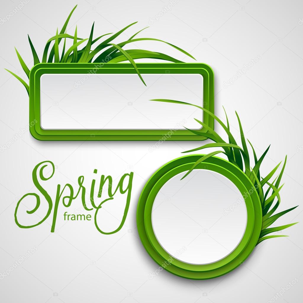 Spring frame with grass. Vector illustration