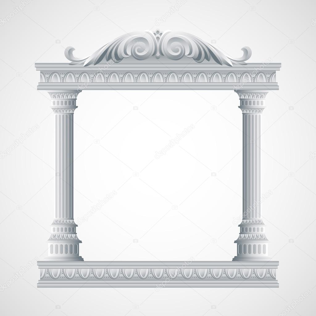 Portico an ancient temple. Colonnade.  Vector Illustration
