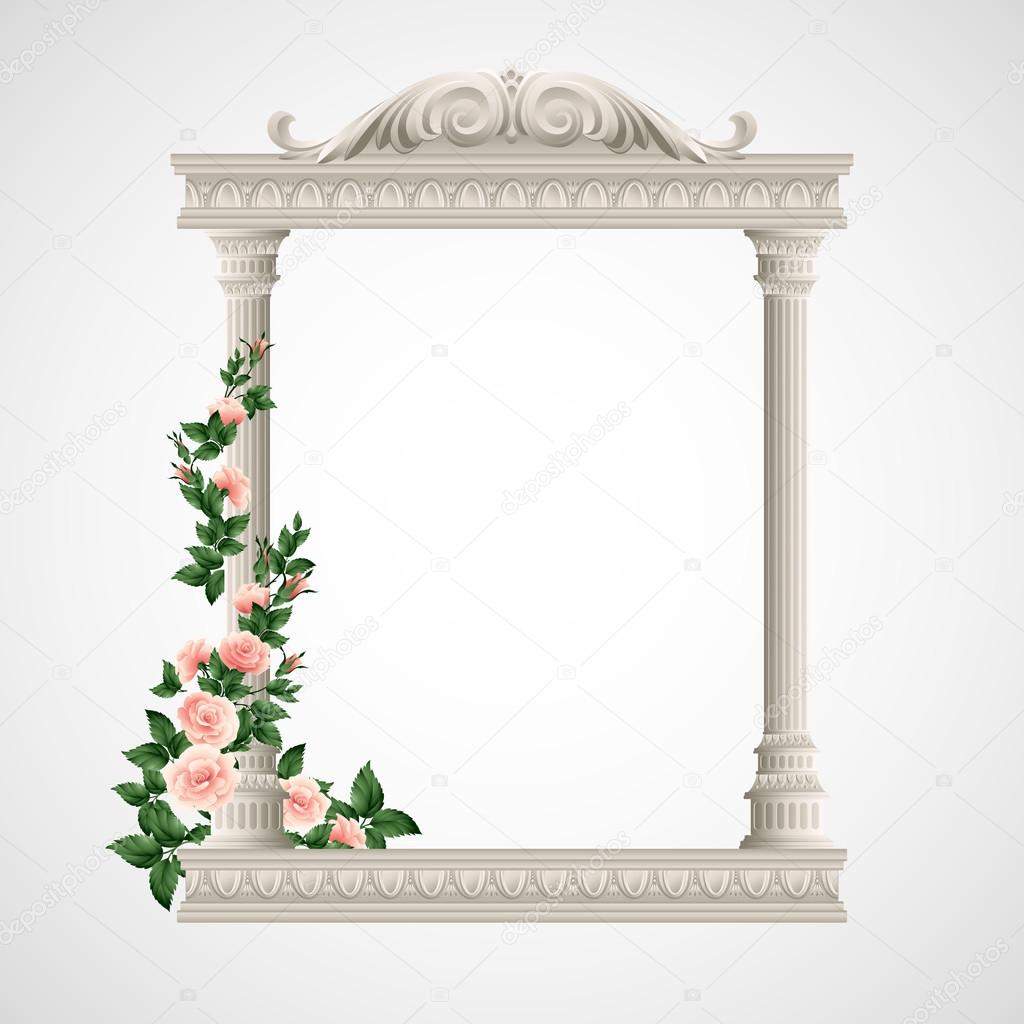 Portico an ancient temple. Colonnade.  Vector Illustration