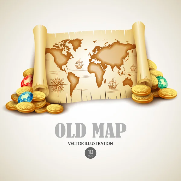 Viejo mapa. Ilustración vectorial — Vector de stock